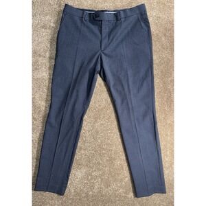 Original Penguin Mens Wool Blend Dress‎ Pants Size 36x32 Dark Blue Plaid Stretch